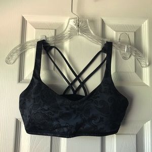 Lululemon paisley print sports bra. Dark blue and black.